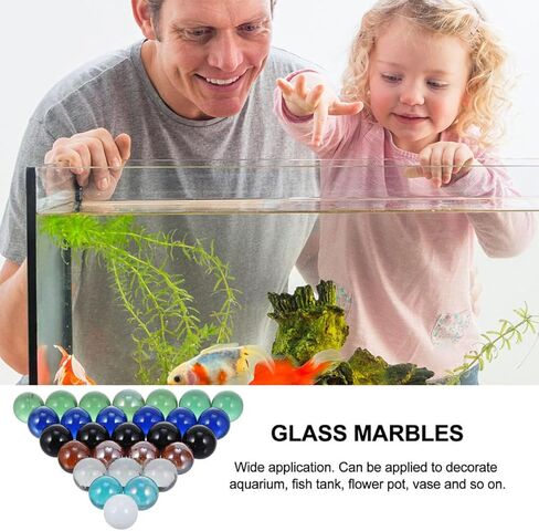 30Pcs Colorful Glass Beads for Fish Tank Decor Marbles for Flower Pot Vase Ornaments Lightweight Smooth Texture Safe for Random Colors Random Color in Saudi Arabia