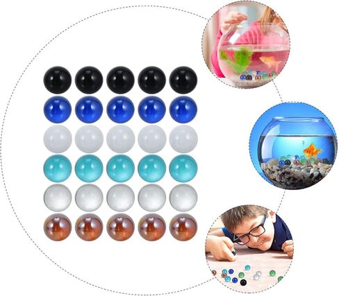 30Pcs Colorful Glass Beads for Fish Tank Decor Marbles for Flower Pot Vase Ornaments Lightweight Smooth Texture Safe for Random Colors Random Color in Saudi Arabia