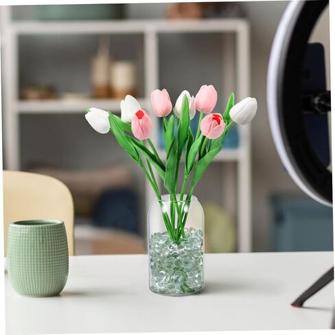 Heallily 300pcs Clear Glass Pebbles Flat Decorative Vase Filler حبات للمشاريع الحرفية للأحياء المائية والزينة المنزلية آمنة للأسماك الفريدة من السهل التنظيف in Saudi Arabia