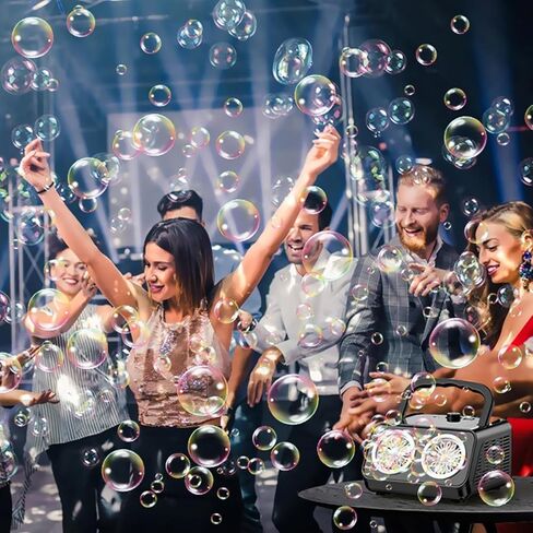Bubble Machine Portable Bubble Maker for Kids with 2 Fans,Plug in or Battery Operated Bubble Blower,20000+ Bubbles Per Minute for Outdoor Wedding Birthday Halloween in Kuwait