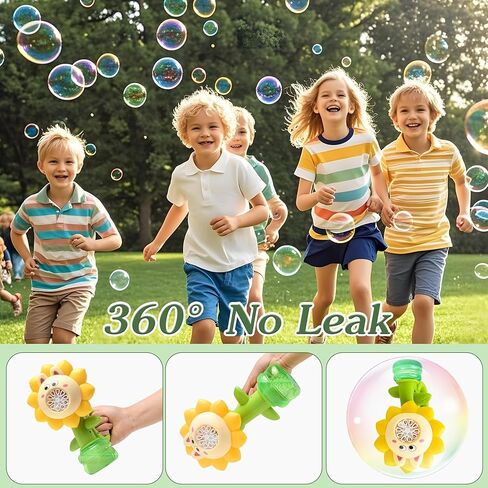 Sunflower Bubble Machine for Kids Automatic Flower Bubble Toy with Colorful Lighting for Toddlers Handheld 20000+Bubbles 3 Modes Fun Swing Dance Bubble Maker Blower Blaster Outdoor Toys Type-C(Yellow) in Kuwait