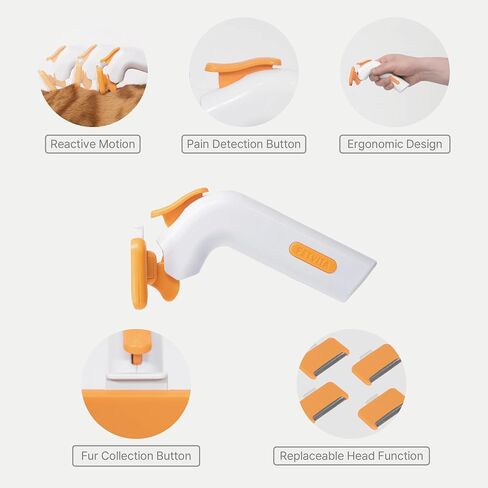 PETVITA Self Cleaning Deshedding Brush - Smart Grooming Tool with Stainless Steel Blade for Small Pets & Short Hair in Saudi Arabia