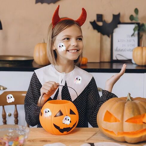 500pcs Halloween Ghost Stickers Roll-ملصقات أشباح لطيفة ثلاثية الأبعاد ، ملصقات عيد الهالوين ذاتية الالتصاق بالماء للحفلة ، المغلف ، سجل القصاصات والديكور المجلة (أ) in Kuwait