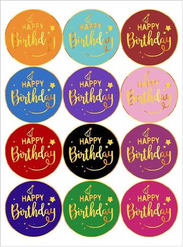 120Pcs Happy Birthday Stickers 1.5" Round Gold Foil Birthday Stamping Stickers Envelope Sticker Gift Seals Labels for Birth Day Party Cards Gift Treat Bags Wrapping in Saudi Arabia