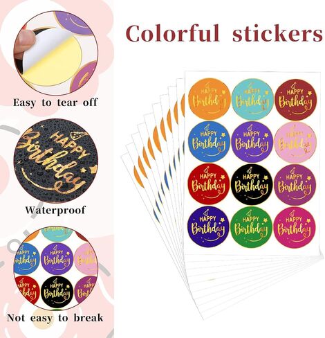 120Pcs Happy Birthday Stickers 1.5" Round Gold Foil Birthday Stamping Stickers Envelope Sticker Gift Seals Labels for Birth Day Party Cards Gift Treat Bags Wrapping in Saudi Arabia