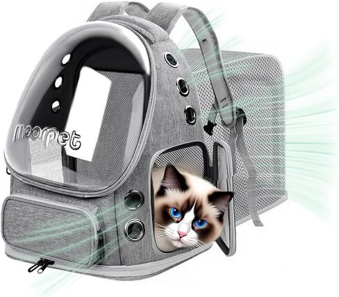 Cat Backpack Carrier - حقيبة ظهر كبيرة لخدعة Pet Bubble Pet Pet for Kitty Small Cog حتى 15 رطل | قابلة للتوسيع | مقاومة للماء | تصميم خفيف الوزن وتنفس مع دخول واسع in Kuwait