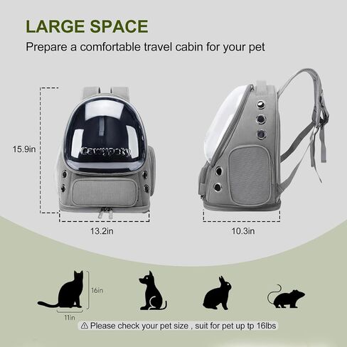 Cat Backpack Carrier - حقيبة ظهر كبيرة لخدعة Pet Bubble Pet Pet for Kitty Small Cog حتى 15 رطل | قابلة للتوسيع | مقاومة للماء | تصميم خفيف الوزن وتنفس مع دخول واسع in Kuwait