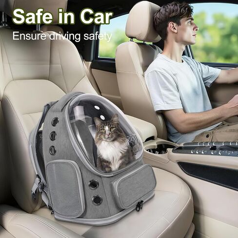 Cat Backpack Carrier - حقيبة ظهر كبيرة لخدعة Pet Bubble Pet Pet for Kitty Small Cog حتى 15 رطل | قابلة للتوسيع | مقاومة للماء | تصميم خفيف الوزن وتنفس مع دخول واسع in Kuwait