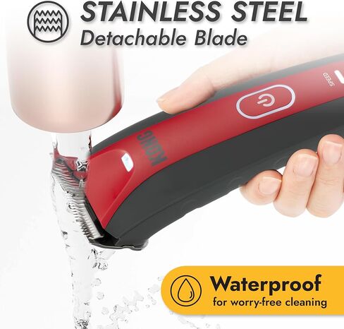KONG 3-Speed Dog Clipper Grooming Kit – Stainless Steel Blade, Waterproof, LED Spotlight, 6 Guide Combs, 10-Foot Cord, Ergonomic Handle – Red/Gray, All Coat Types in Saudi Arabia