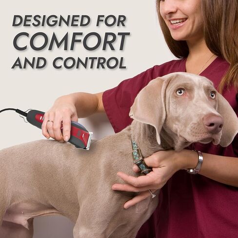 KONG 3-Speed Dog Clipper Grooming Kit – Stainless Steel Blade, Waterproof, LED Spotlight, 6 Guide Combs, 10-Foot Cord, Ergonomic Handle – Red/Gray, All Coat Types in Saudi Arabia