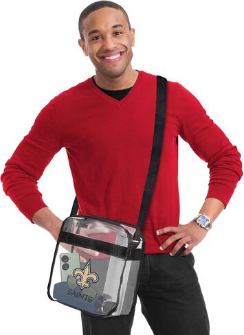 Littlearth NFL San Francisco 49ers Stadium Friendly Clear Carryall حقيبة كروس مع شعار الفريق، 12 بوصة × 12 بوصة × 6 بوصة، شفافة in Saudi Arabia