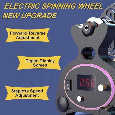 Electric Spinning Wheel, Mini Yarn Winding Machine with Foot Switch, Digital Screen, Forward/Reverse Switching, Complete with 3 Spools for Weaving in Saudi Arabia