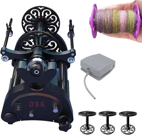 Electric Spinning Wheel Mini Yarn Winding Machine with Digital Display and Foot Switch, 4oz/8oz Capacity, Stepless Speed for Yarn Weaving and Blending Roving in Saudi Arabia