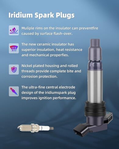 ECCPP UF672 4 ignition coils with 4 iridium Spark Plugs for Honda for Acura 2012 2013 2014 2015 Civic ILX 5C1880 GN10421 6732317 in Kuwait