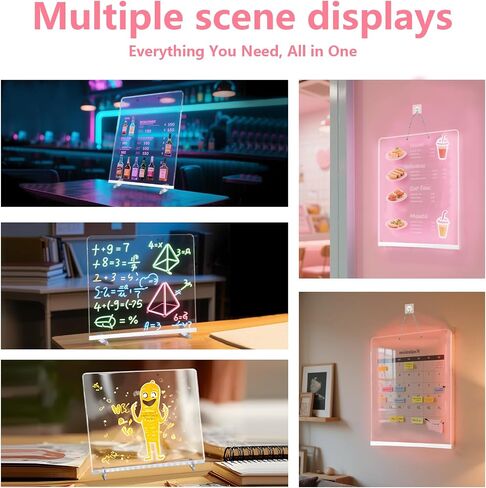 Led Drawing Board for Kids,13.7"*10.1"Acrylic Light Up Drawing Dry Erase Board for Kid,Doodle Board with 7 Lights, 4 Dynamic Modes Led Message Writing Board Led Note Board for Office/School in Saudi Arabia
