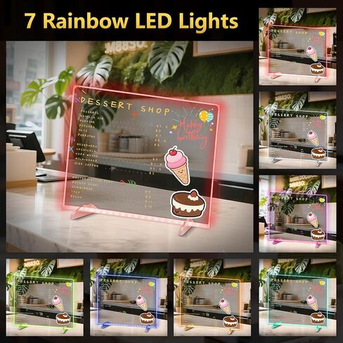 Led Drawing Board for Kids,13.7"*10.1"Acrylic Light Up Drawing Dry Erase Board for Kid,Doodle Board with 7 Lights, 4 Dynamic Modes Led Message Writing Board Led Note Board for Office/School in Saudi Arabia