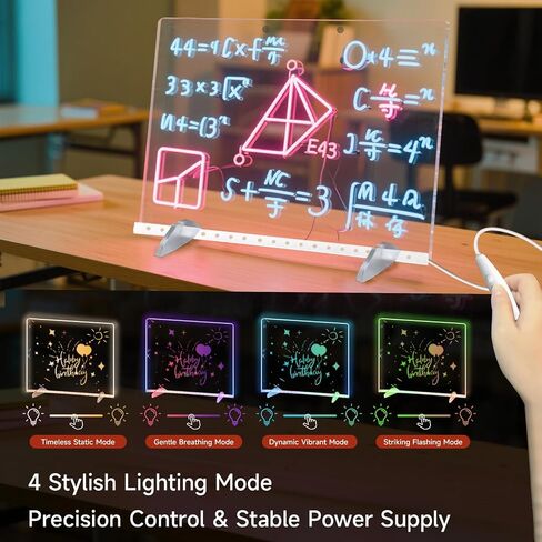 Led Drawing Board for Kids,13.7"*10.1"Acrylic Light Up Drawing Dry Erase Board for Kid,Doodle Board with 7 Lights, 4 Dynamic Modes Led Message Writing Board Led Note Board for Office/School in Saudi Arabia