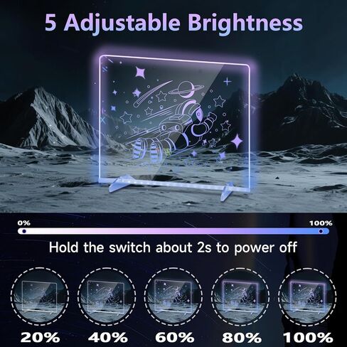 Led Drawing Board for Kids,13.7"*10.1"Acrylic Light Up Drawing Dry Erase Board for Kid,Doodle Board with 7 Lights, 4 Dynamic Modes Led Message Writing Board Led Note Board for Office/School in Saudi Arabia