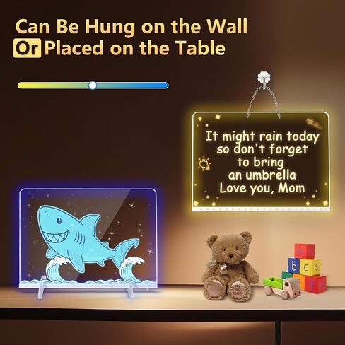 Led Drawing Board for Kids,13.7"*10.1"Acrylic Light Up Drawing Dry Erase Board for Kid,Doodle Board with 7 Lights, 4 Dynamic Modes Led Message Writing Board Led Note Board for Office/School in Saudi Arabia