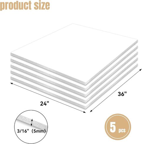 Foam Board 24×36×3/16" Thick, 12 Pack White Poster Board, 5mm Foam Core Board, Acid Free Double Sided Foam Board Sheets Perfect for Art Porject, Painting, Craft, Presentation in Saudi Arabia