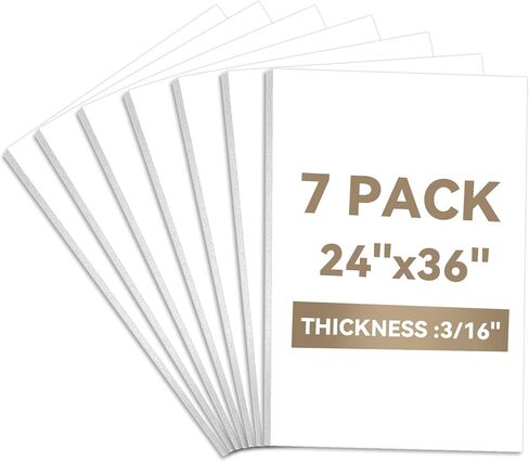 Foam Board 24×36×3/16" Thick, 12 Pack White Poster Board, 5mm Foam Core Board, Acid Free Double Sided Foam Board Sheets Perfect for Art Porject, Painting, Craft, Presentation in Saudi Arabia