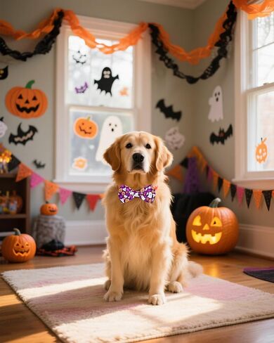Pet Show 50 Pack Fall Fall Dog Cog Bow Ties Bulk Sliding Collar Fackments Puppy Cats Bowties for Dogs Medium Congs Autumn Bownots Party Pet Pet Grooming ، S/M in Kuwait