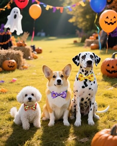 Pet Show 50 Pack Fall Fall Dog Cog Bow Ties Bulk Sliding Collar Fackments Puppy Cats Bowties for Dogs Medium Congs Autumn Bownots Party Pet Pet Grooming ، S/M in Kuwait