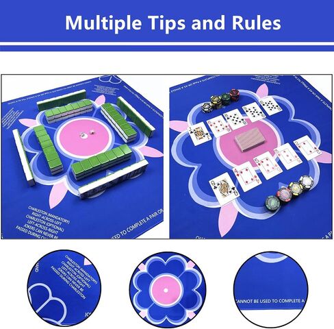 Pink Mahjong Mat for Table مع قواعد غلاف طاولة تقليل الانزلاق والضوضاء لـ Mahjong ، لعبة البوكر ، ألعاب الورق ، ألعاب الطاولة ، Dominoes ، ألعاب البلاط 31.5 "× 31.5" مع حقيبة حمل واحدة in Kuwait