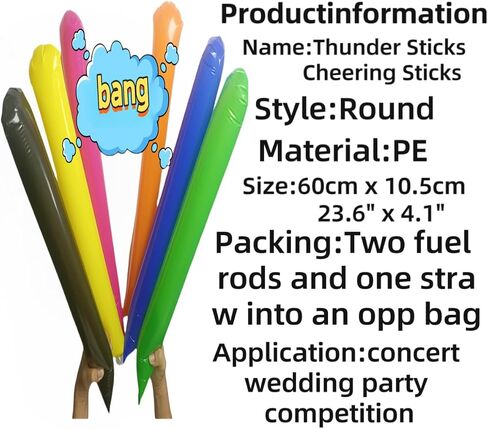 40pcs Round Headteam Spirit Boom Sticks Thunder Stuffs Heering Team Team Spirit Plastic Spirit Spirit Stick Clapper Clapper قابلة للنفخ في إمدادات الرياضة (الأزرق) in Kuwait