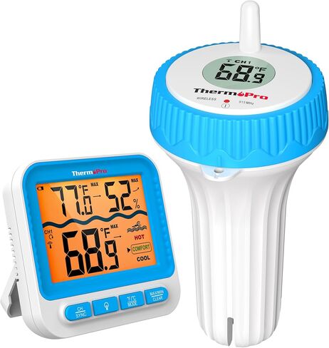 مقياس الحرارة اللاسلكي المضاد للماء Thermopro ، مقياس حرارة من البركة الرقمية ، عائم على حمام السباحة ، مراقبة درجة حرارة الماء IPX8 المطورة لحوض الاستحمام الساخن ، الغطس البارد ، حمام الجليد ، البركة in Saudi Arabia