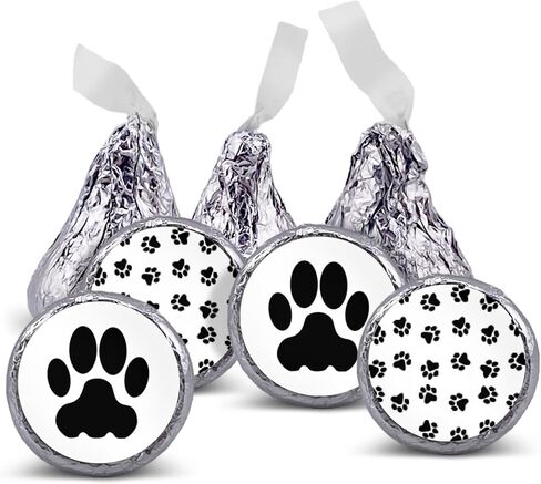 216 Cute Dog Paw Print birthday party or baby shower stickers, labels decorations, .75" round to fit hershey chocolate drop kisses, mints, and other candy. in Saudi Arabia