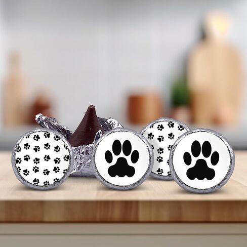 216 Cute Dog Paw Print birthday party or baby shower stickers, labels decorations, .75" round to fit hershey chocolate drop kisses, mints, and other candy. in Saudi Arabia