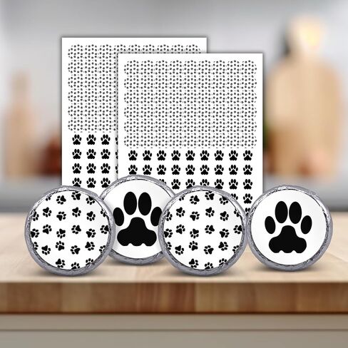 216 Cute Dog Paw Print birthday party or baby shower stickers, labels decorations, .75" round to fit hershey chocolate drop kisses, mints, and other candy. in Saudi Arabia