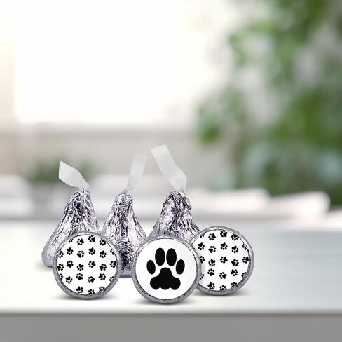 216 Cute Dog Paw Print birthday party or baby shower stickers, labels decorations, .75" round to fit hershey chocolate drop kisses, mints, and other candy. in Saudi Arabia