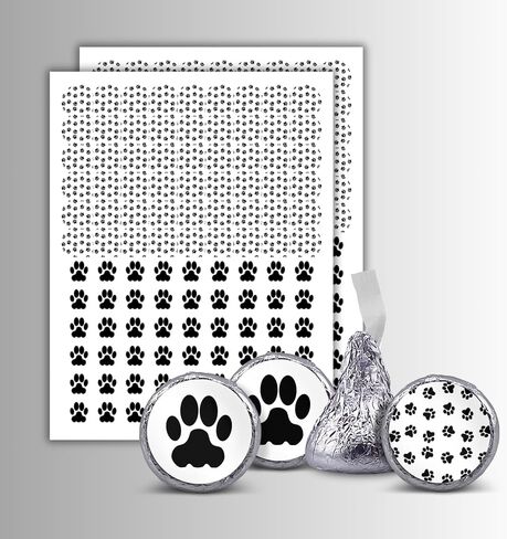 216 Cute Dog Paw Print birthday party or baby shower stickers, labels decorations, .75" round to fit hershey chocolate drop kisses, mints, and other candy. in Saudi Arabia