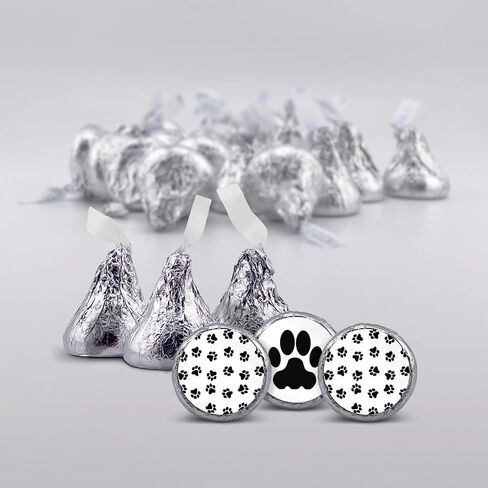 216 Cute Dog Paw Print birthday party or baby shower stickers, labels decorations, .75" round to fit hershey chocolate drop kisses, mints, and other candy. in Saudi Arabia