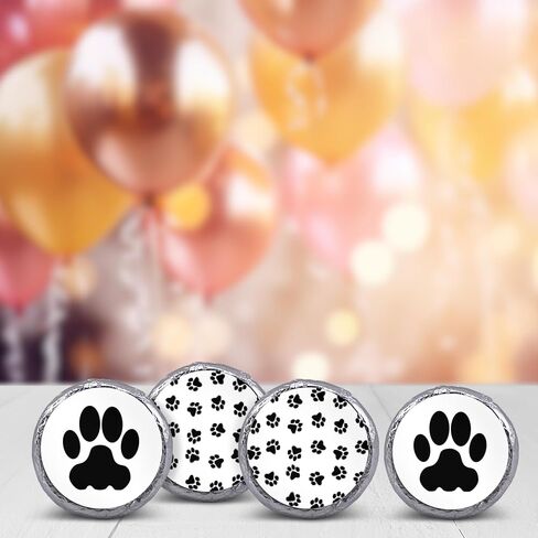 216 Cute Dog Paw Print birthday party or baby shower stickers, labels decorations, .75" round to fit hershey chocolate drop kisses, mints, and other candy. in Saudi Arabia