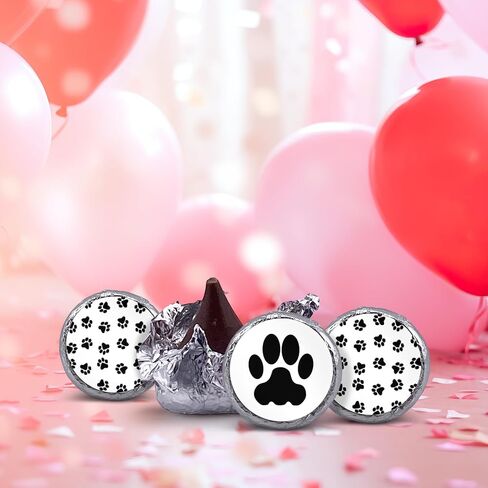 216 Cute Dog Paw Print birthday party or baby shower stickers, labels decorations, .75" round to fit hershey chocolate drop kisses, mints, and other candy. in Saudi Arabia