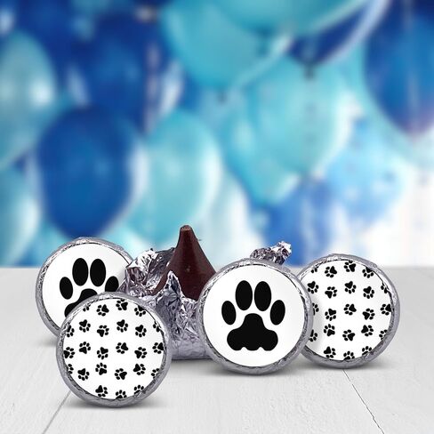 216 Cute Dog Paw Print birthday party or baby shower stickers, labels decorations, .75" round to fit hershey chocolate drop kisses, mints, and other candy. in Saudi Arabia