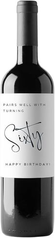 60th Birthday Gift Pairs Well With Turning Sixty Wine Label for Regular Bottle in Saudi Arabia