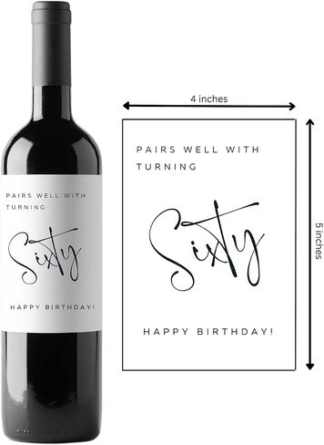 60th Birthday Gift Pairs Well With Turning Sixty Wine Label for Regular Bottle in Saudi Arabia