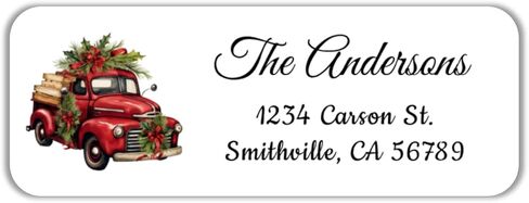 60 Personalized Christmas return address labels for your Christams cards. Labels feature and old red truck along side your address. in Saudi Arabia