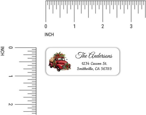 60 Personalized Christmas return address labels for your Christams cards. Labels feature and old red truck along side your address. in Saudi Arabia
