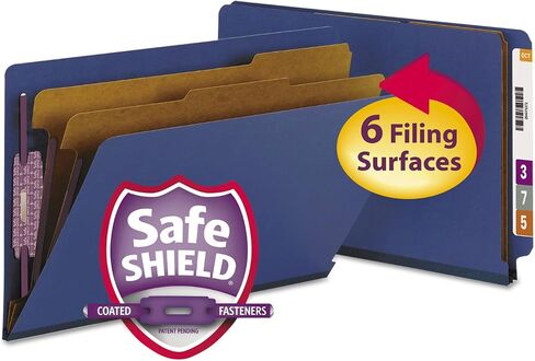 Smead 29784 Pressboard End Tab Classification Folders Legal Six-Section Dark Blue 10/Box in Saudi Arabia