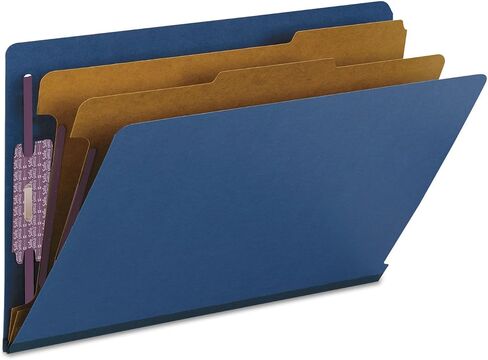 Smead 29784 Pressboard End Tab Classification Folders Legal Six-Section Dark Blue 10/Box in Saudi Arabia