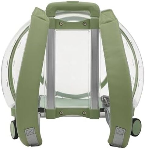 Portable Cat Carrier with Wheels, Breathable Travel Tote for Dogs & Cats up to 19.8lbs, Telescopic Handle & Shoulder Strap, Multi-Function Design (Green Clear) in Kuwait