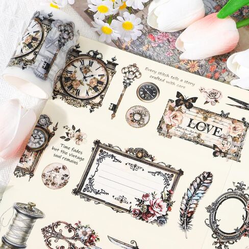 شريط زهرة للحيوانات الأليفة لمجلة Scrapbooking - ملصقات الأزهار الزهرية Washi Pet Pet ملصقات للحرف الحرفية Junk Journal Supplies Notebook Scrapbook Dits Décor in Saudi Arabia