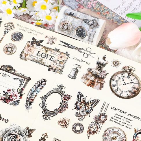 شريط زهرة للحيوانات الأليفة لمجلة Scrapbooking - ملصقات الأزهار الزهرية Washi Pet Pet ملصقات للحرف الحرفية Junk Journal Supplies Notebook Scrapbook Dits Décor in Saudi Arabia