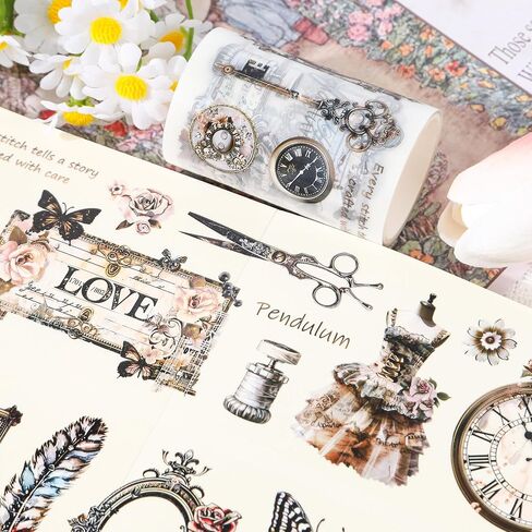شريط زهرة للحيوانات الأليفة لمجلة Scrapbooking - ملصقات الأزهار الزهرية Washi Pet Pet ملصقات للحرف الحرفية Junk Journal Supplies Notebook Scrapbook Dits Décor in Saudi Arabia