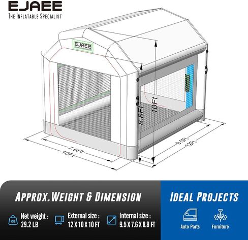 Silver Series 40x19x17ft Portable Fluatable Pray Booth مع المنفخ للشاحنات والسيارات والقوارب ومساحة عمل خالية من الغبار لوظائف الطلاء المخصصة in Saudi Arabia